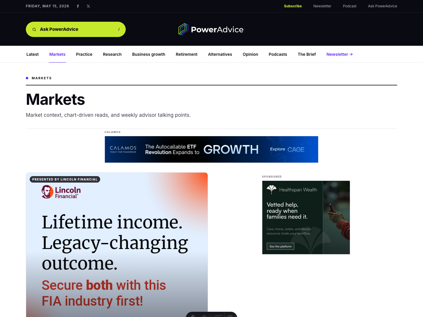 PowerAdvice topic page sponsor placement screenshot