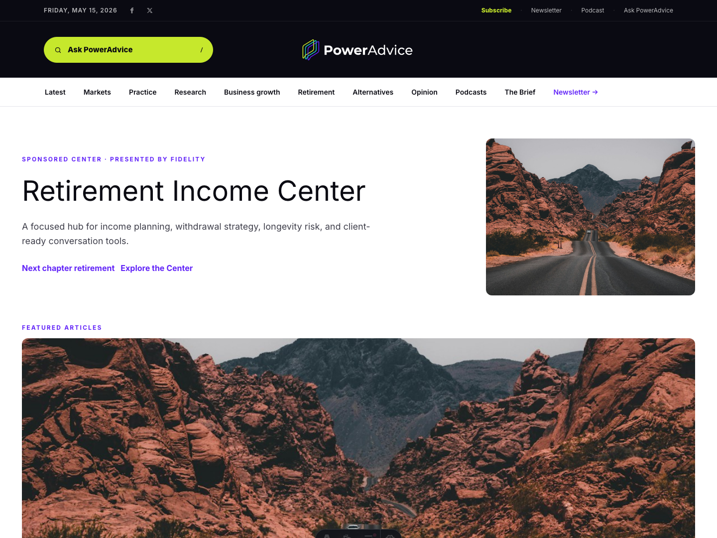 PowerAdvice Sponsored Center screenshot